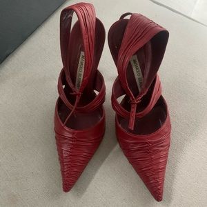 Manolo Blahnik red leather heels